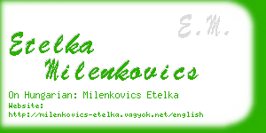 etelka milenkovics business card